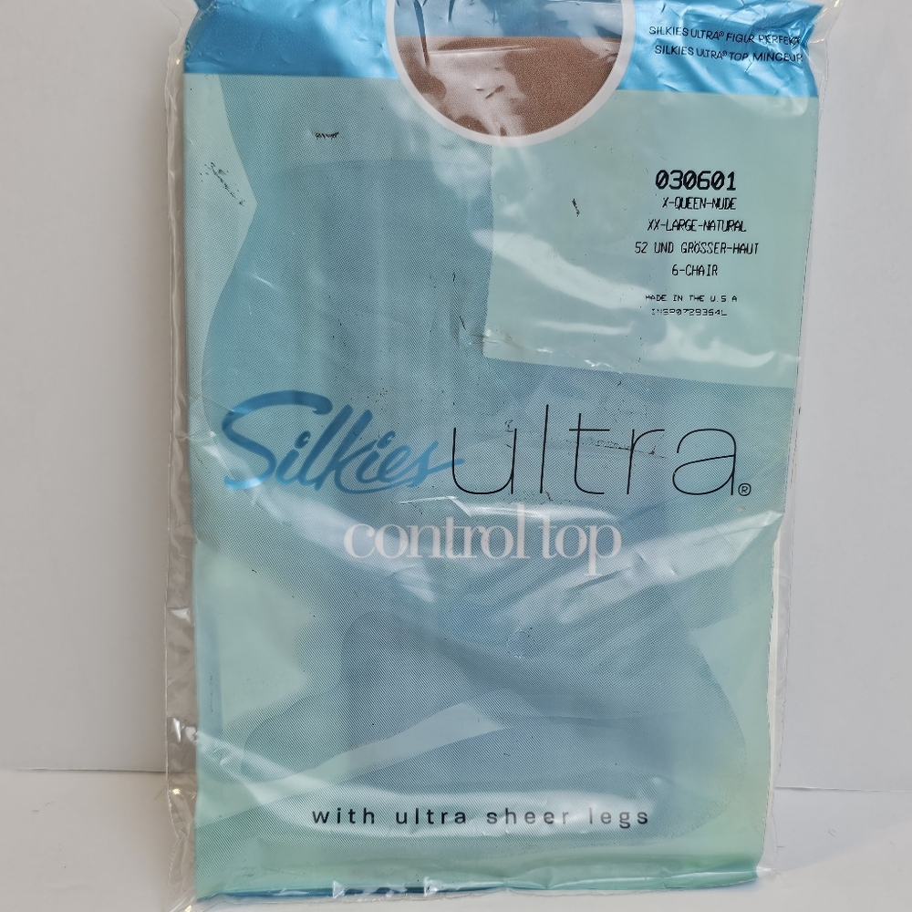 Silkies Ultra Control Top‎ Pantyhose Nude Natural XX-Large Queen 030601 Vtg NOS